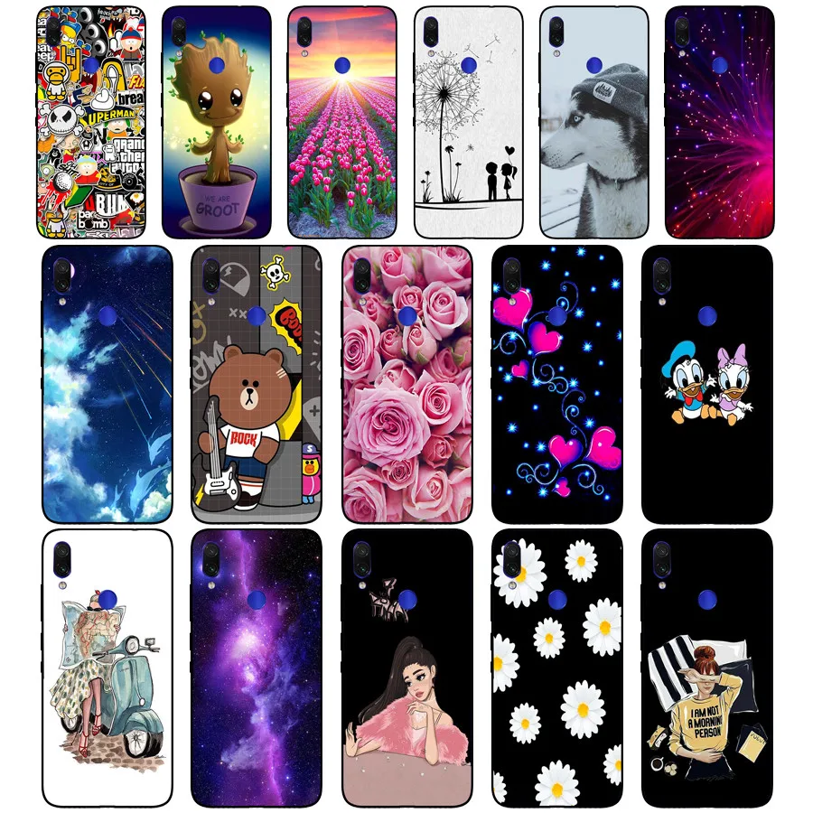 Untuk Xiaomi Redmi Note 7 Hitam Case Silikon Lembut Funda untuk Xiaomi Redmi Catatan 7 Hitam TPU Case Pelindung 6.3 