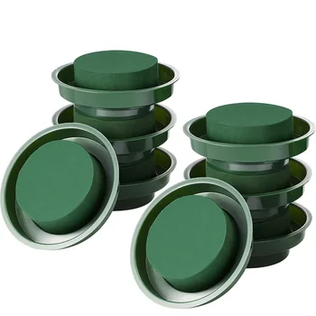 

DIY Flower Arrangement Kit Green Round Wet Floral Foam, Wedding Aisle Flowers(Flower Foam with Bowl, 8 Pieces)