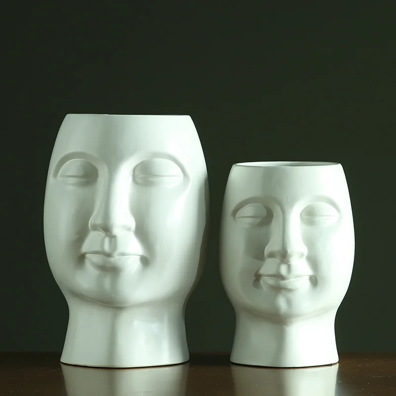 

Simple Modern Home Soft Decorations Sample Room Living Room Art Interpolator White Ceramic Face Vase Gift Ideas