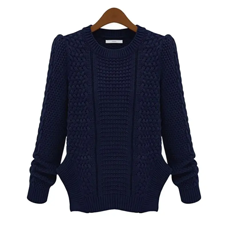 

Autumn And Winter Europe And America Slim Sweater Loose Long-sleeved Pullover Solid Color Irregular Hem Knit Sweater