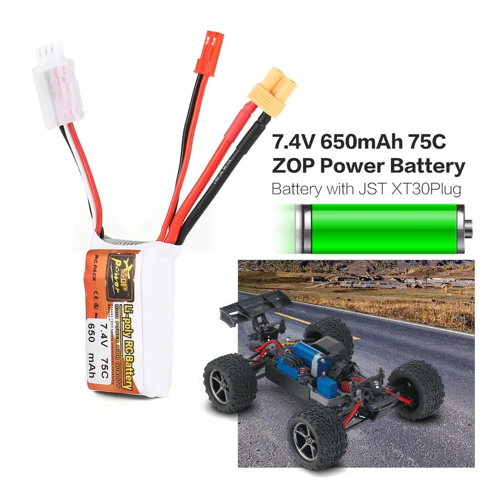 Горячее предложение! Распродажа! ZOP power 7 4 V 650mAh 75C 3S 1P RC Lipo батарея JST XT30 вилка