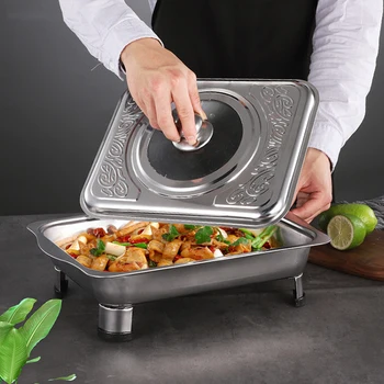 

Stainless Steel Chafing Dishes Pan Rectangular With Lid Food Warmer Suitable For Kitchen Party Banquet Dining BDF99