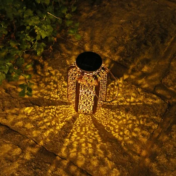 

Vintage Solar Lights with Handle Outdoor Hanging Solar Lanterns Garden Lights Retro Metal Waterproof for Patio Yard Decor D30