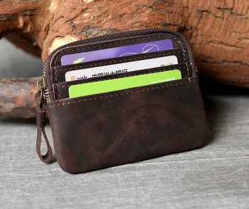 

Genuine Leather Oxhide Clip Vintage Men Card Holder Multi-function Document Bag Crazy Horse Style Top Layer Leather Men's Clip