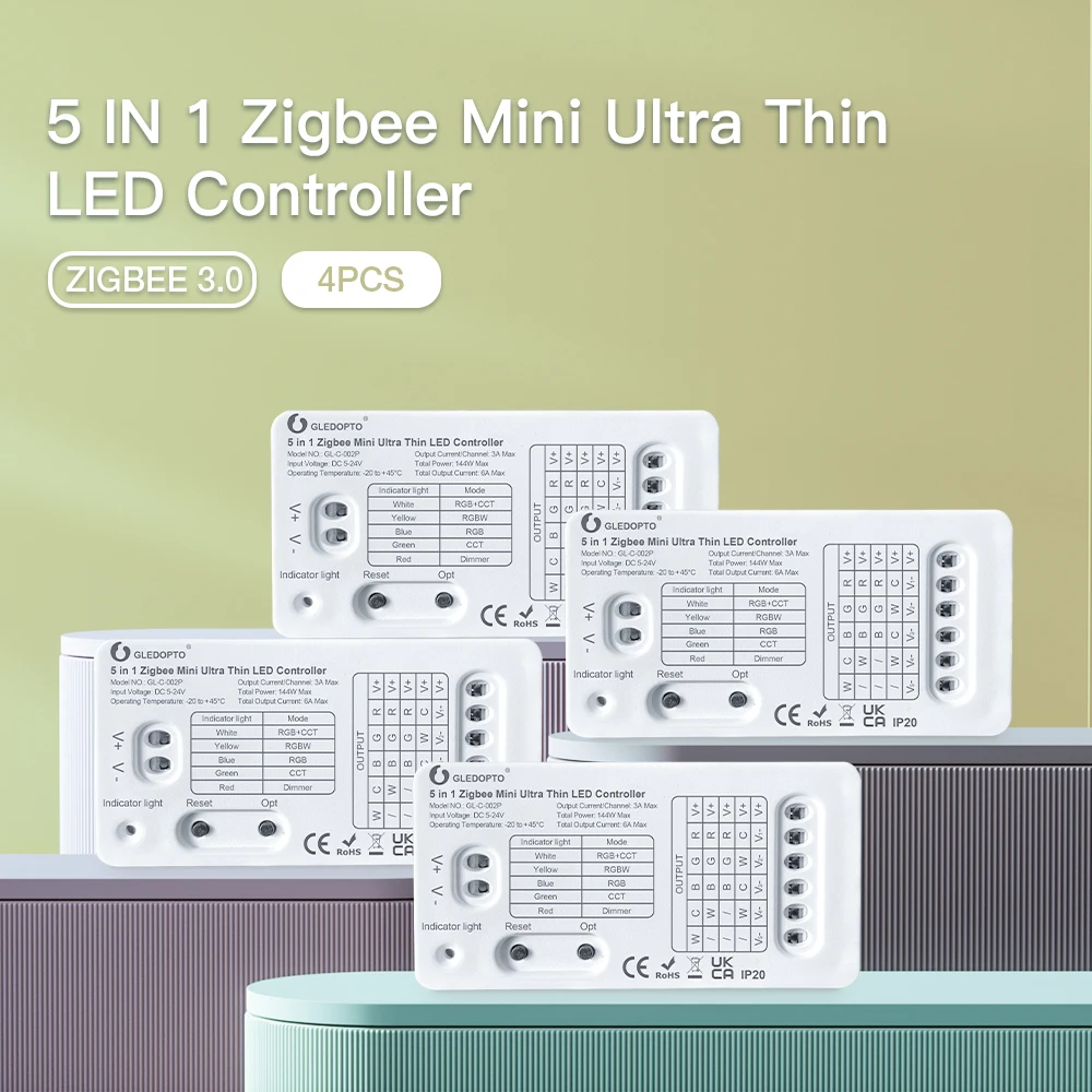 Светодиодная лента Gledopto Zigbee 3 0 Pro Mini 5 в 1 RGB + CCT 4 шт. | Лампы и освещение
