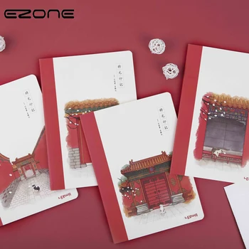 

EZONE 1PC B5 Hand-painted Forbidden City Pattern Notebook Cartoon Cat Series Notebook Students School Office Supply Stationery