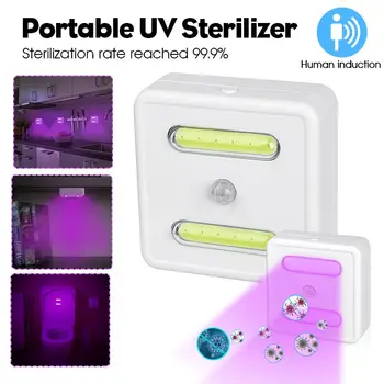 

2pcs Portable UV Light Sterilizer with Human Induction Phone Mask Toilet Ultraviolet Bactericidal Lamp Sanitizer Disinfection