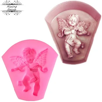

Angel violin shaped cake silica gel mold clay technology Candy Chocolate Mold soft candy cake decoration baking tool