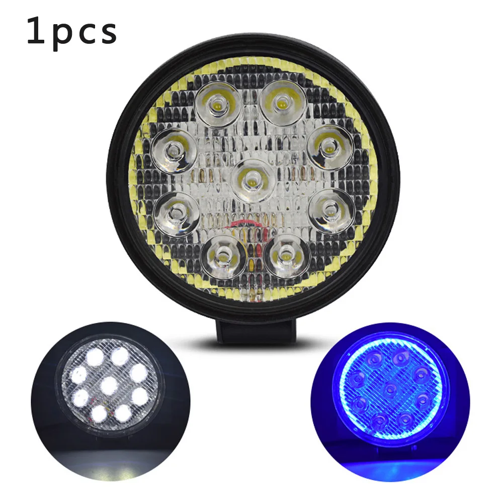 

1 pc/ 2 pcs 27W Car SUV Round 4D Aura LED Work Light Lamp Blue Aperture Waterproof IP68 1800LM Car SUV LED Headlight Headlamp