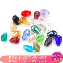 Top Quality 6X8 MM, 8X10 MILÍMETROS de Cristal Forma de Gota de Lágrima Contas de Vidro Solta Pérolas Spacer Rodada Beads Para F