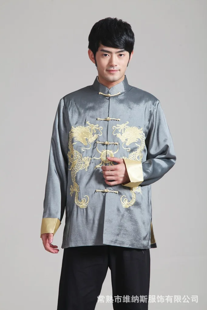 Embroidered jin shuang long Turn Sleeve Chinese Costume MEN'S Long-sleeved Coat 2283-4 Spring Autumn Winter Men'S Wear Casual St