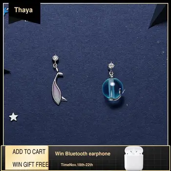 

Thaya Design Silver Color Narwhal Stud Earrings Silver Platinum High Quality For Women Midsummer Night Dream Fine Jewelry