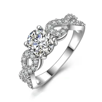 

CHAMSS Delicate Interwoven Zircon Engagement Ring Elegant Women's Fashion Romantic Gift
