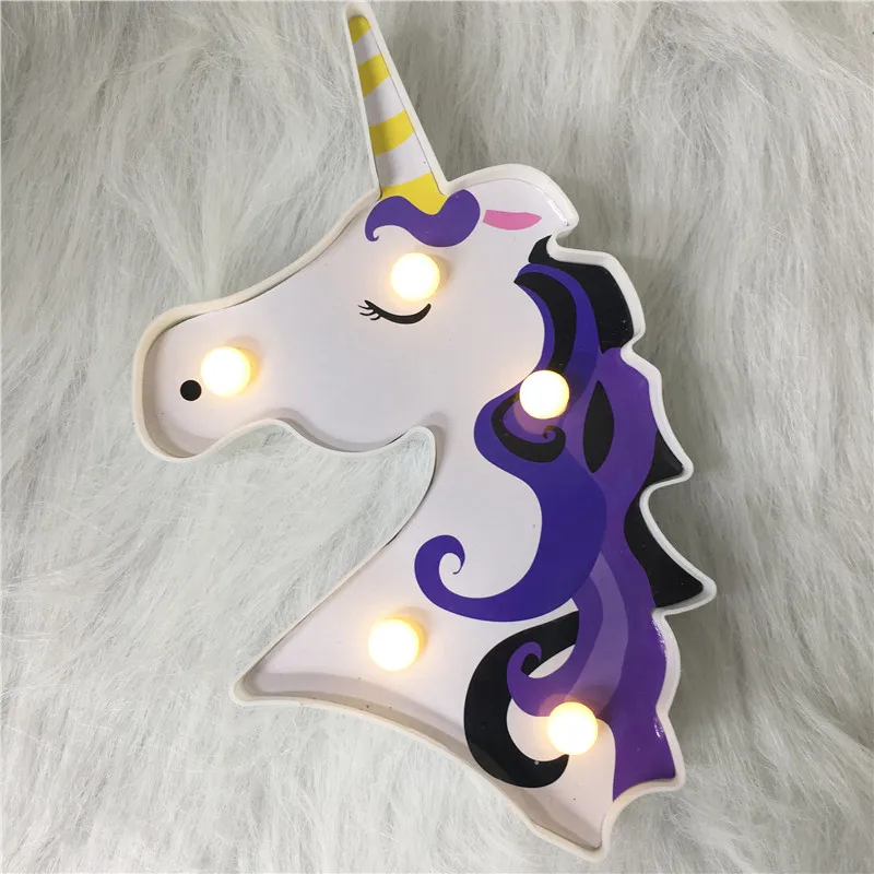 Дизайн Альпака Фламинго Единорог лампа 3D ночник милый детский подарок игрушка декоративная лампа для дома Аккумулятор для осветительных приборов мощность Led - Испускаемый цвет: Unicorn