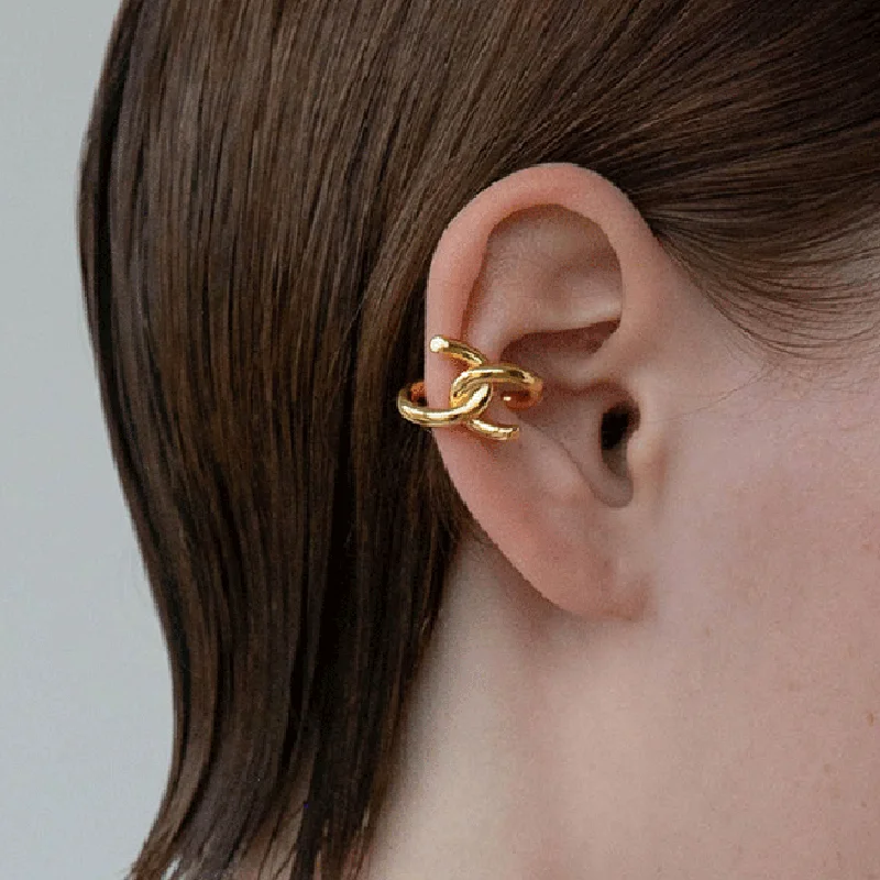 Peri'sBox 2 Designs Twisted Rope Clip Earrings without Piercing U Shape Geometric Earrings Clips Crossed Minimalist Ear Cuff Hot