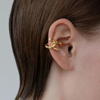 Peri'sBox 2 Designs Twisted Rope Clip Earrings without Piercing U Shape Geometric Earrings Clips Crossed Minimalist Ear Cuff Hot