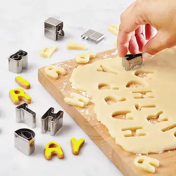 

26Pcs Letters Design Cake Mold Stainless Steel Biscuit Cookie Mold Fondant Mold Cake Decorating Tools Cake Moulds Bakeware Tool