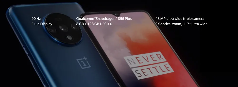 OnePlus 7T мобильный телефон 8 Гб 128 ГБ 6,55 дюймов AMOLED экран Snapdragon 855 Plus Восьмиядерный 48мп Тройная камера NFC UFS 3,0 смартфон