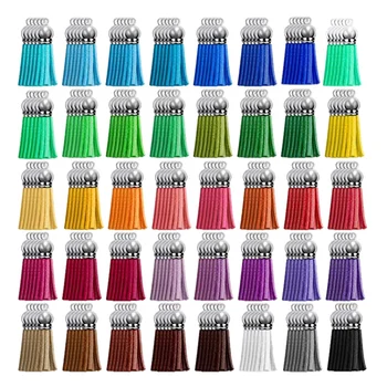 

200Pc Tassel DIY Handmade Bracelet Necklace Earring Material Leather Pendant Key Ring Jewelry Making 40 Colors