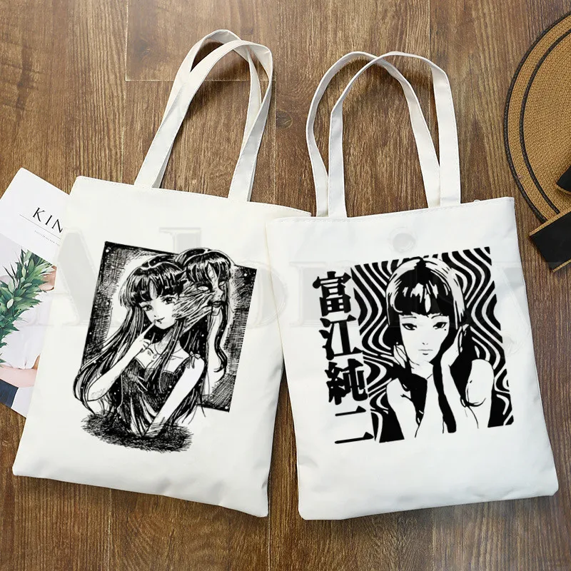 Japan Manga Junji Ito Tomie Shintaro Kago Graphic Hipster Cartoon Print Shopping Bags Girls Fashion Casual Pacakge Hand Bag