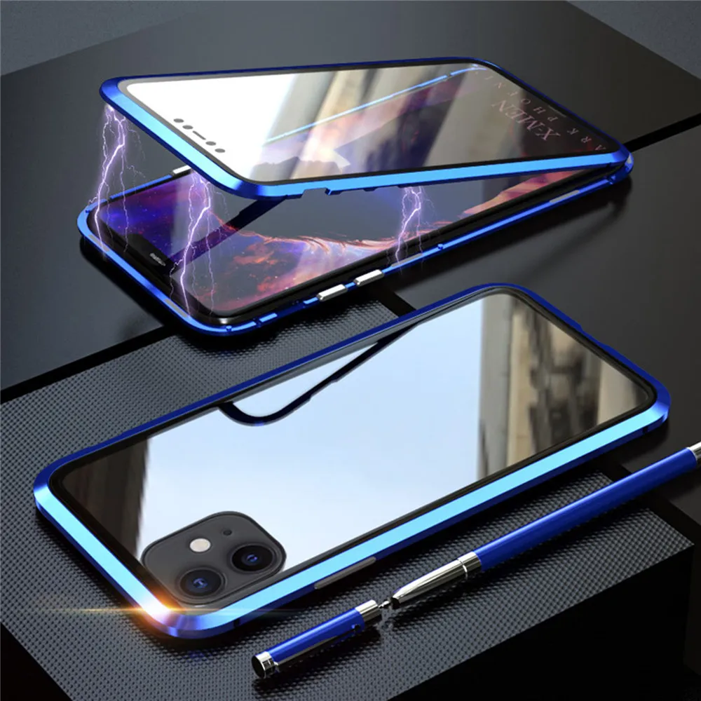 Для iphone 11 двухстороннее прозрачное закалённое стекло Магнето корпус телефона защитный чехол для iphone 11 Pro для iphone 11 Pro Max
