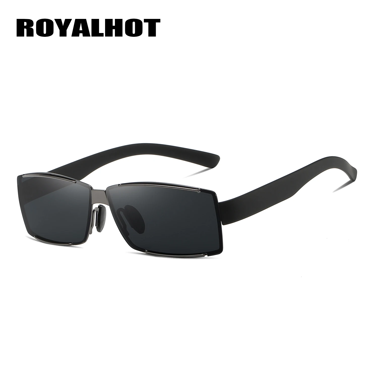 RoyalHot, мужские, женские, поляризационные, сплав, Прямоугольная оправа, солнцезащитные очки, для вождения, солнцезащитные очки, оттенки, Oculos masculino, мужские, 900148 - Цвет линз: Grey