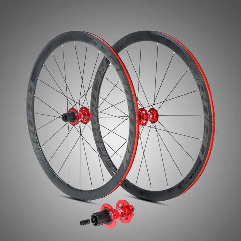 Road Bike Wheelset RS-ON Aluminum Alloy Wheels 700c Disc Brake 40mm Quick-release Thru-axle converted alu wheel Clincher