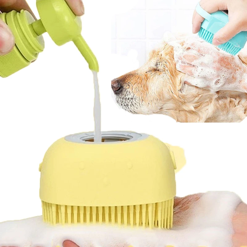 New Pet Dog Silicone Cleaning Wet Dry Shower Head Massage Grooming Bath Brush 