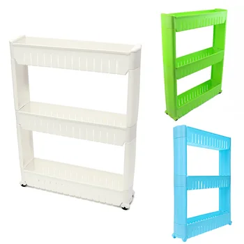 

Slim Slide Out Kitchen Trolley Rack Holder Storage Shelf Tower Folding 3 Tire