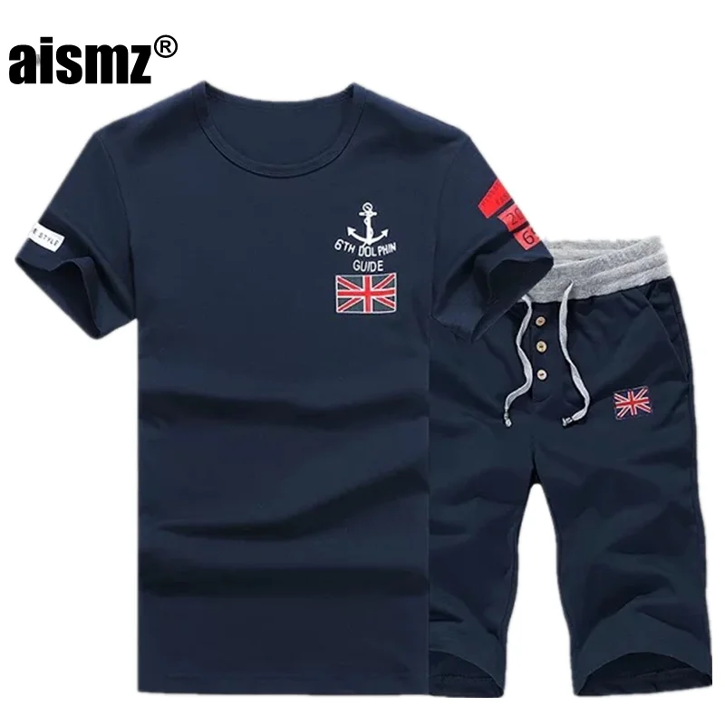 Aismz, летний мужской комплект, футболки с коротким рукавом, два предмета, топы+ шорты, спортивный костюм, комплект, мужские комплекты одежды, мужской спортивный костюм