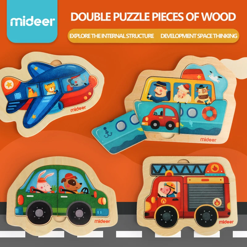 

Mideer Double Wooden Puzzle,Wooden Toys Educational,Wooden Jigsaw Puzzle,Educational Toy