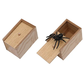 

2 Pieces Wooden Prank Spider Scare Box Wooden Surprise Prank Box Handmade Funny Surprise Joke Boxes