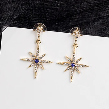 

Exquisite Cubic Zirconia Star Earrings For Women Gold Crystal Stud Earrings Woman Wedding Jewelry Mujer Brinco