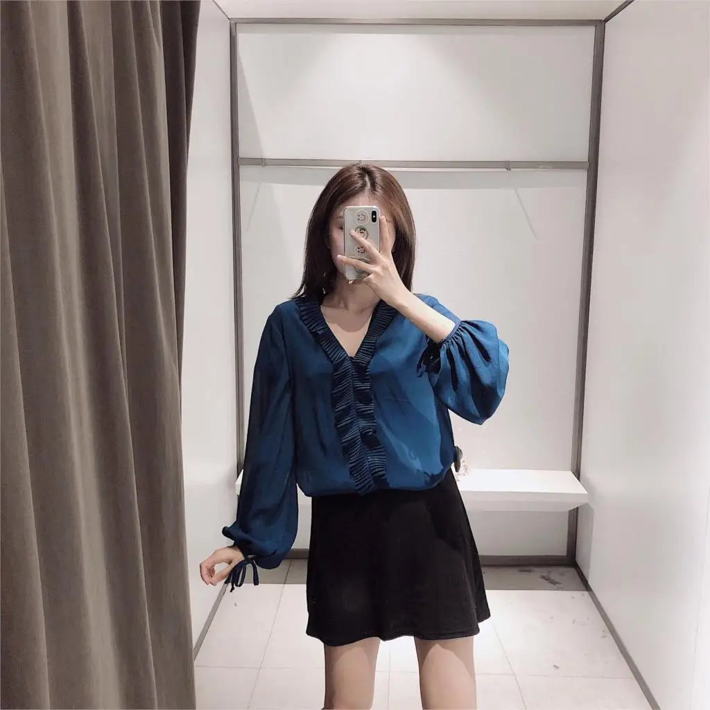 2019 осень новый небольшой Плетеный ламинированный декоративный халат блузка