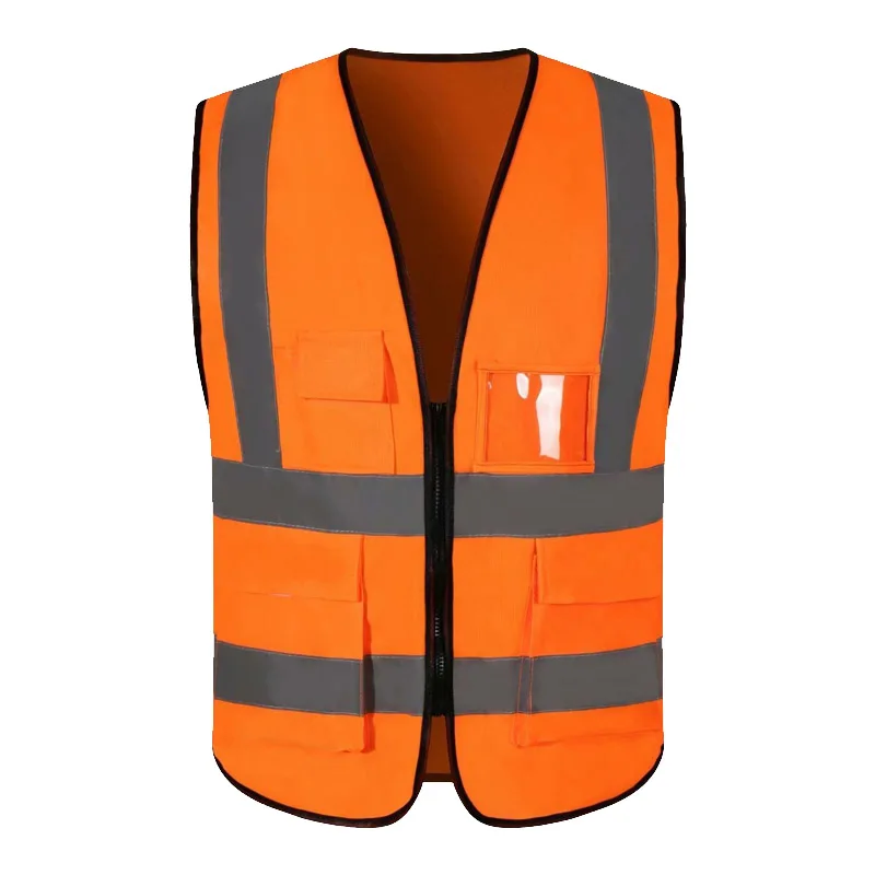 Safety Vest Class 2 High Visibility Vest With 5 Pockets and Zipper Construction Traffic Control Reflective Vset reflective safety vest