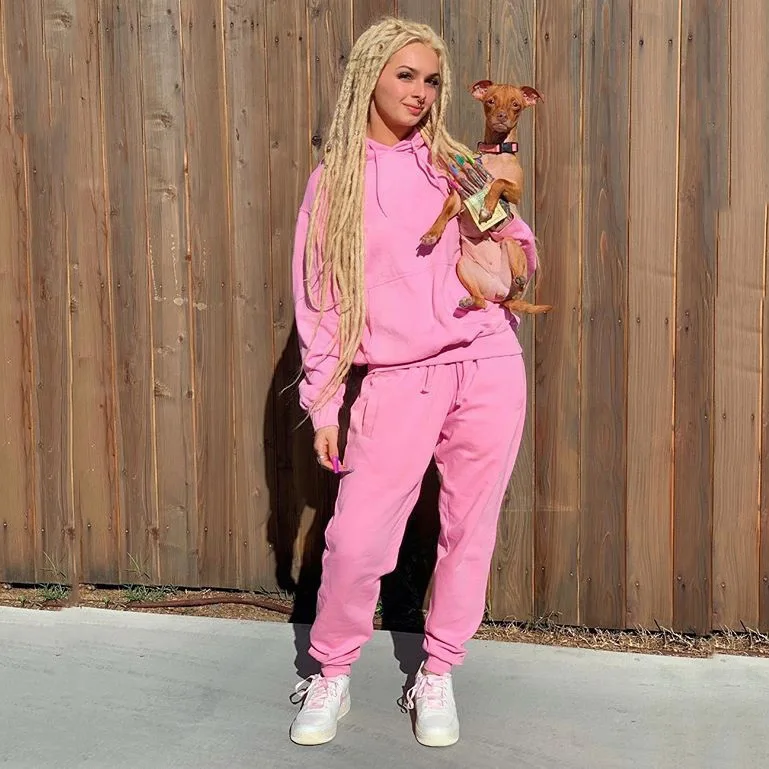 

2019 Pink Women's set Tracksuit Full Sleeve Hoodied Sweatshirt casual Pants Suit Two Piece Set Outfits sweatsuit Streetwear