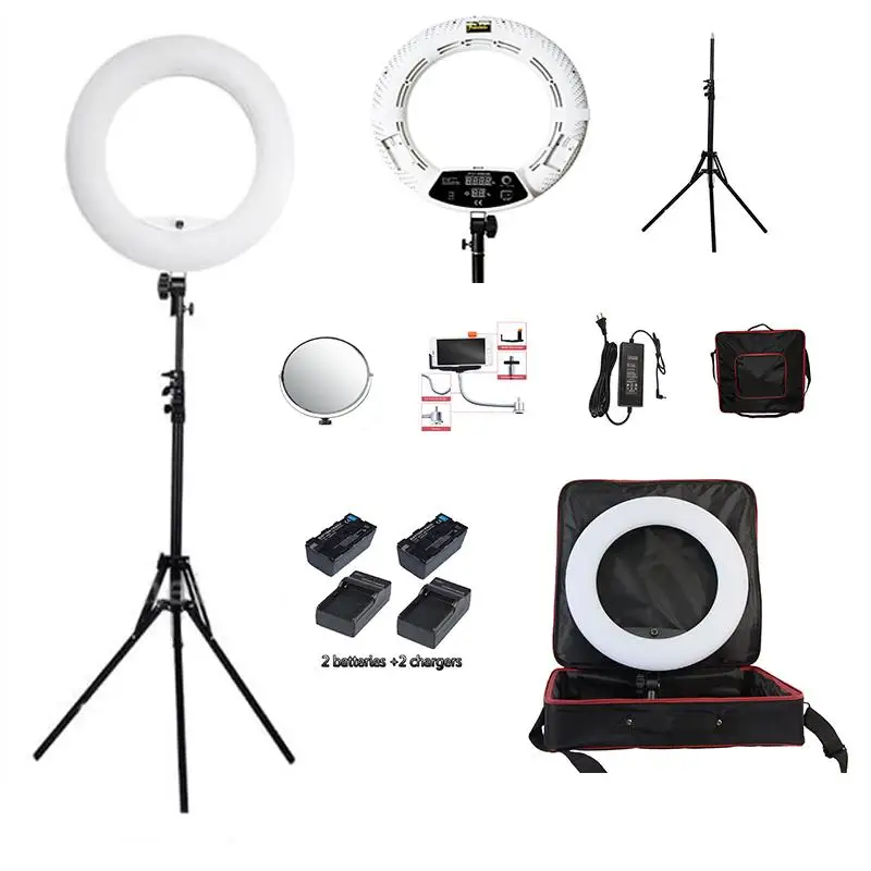 

Yidoblo White FD-480II LED Ring lamp Light Make up Lighting sefie ring lamp set + standing (2M)+ bag + batteries