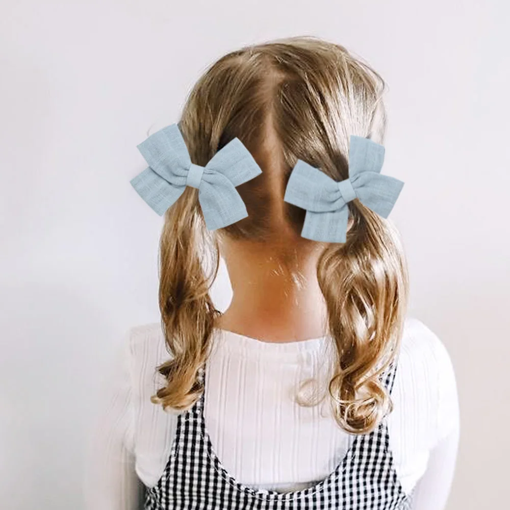 2021 New Solid Cotton Hiar Bows With Clip For Baby Girls Hair Clips Barrettes Hairpins Hair Accessories Kid Handmade заколки