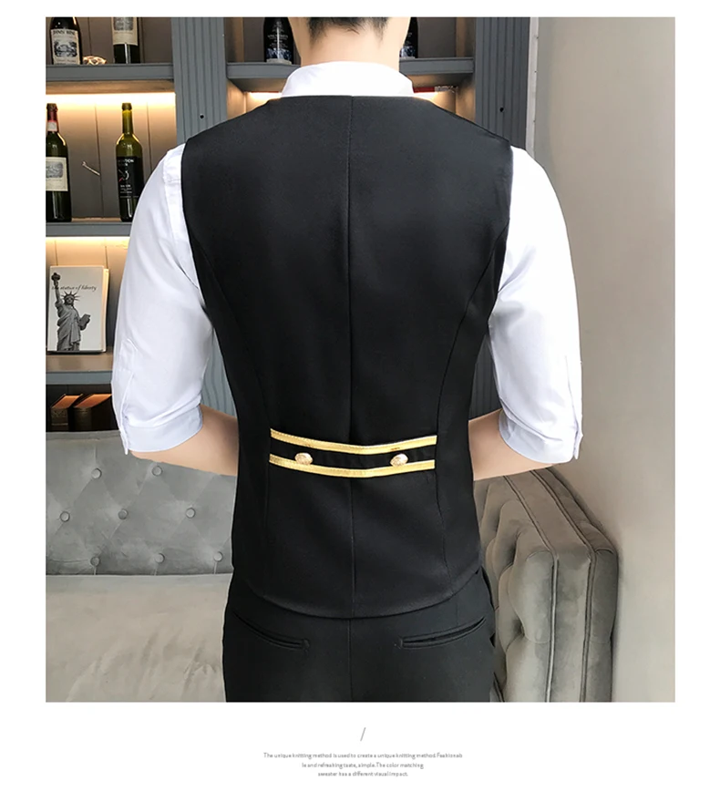 Mode Britse Stijl Schuine Pull Bar Enkele Rij Gesp жилет Ober Nachtclub жилет Werkkleding мужской Chaleco Hombre