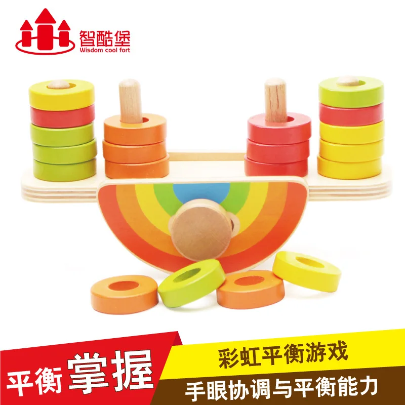 

Rainbow Balance Game Dx59 Exercise Children Hand-Eye Coordination Balance Ability Skills Wooden Building Blocks 0.62