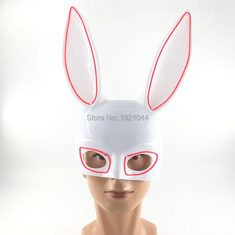 Симпатичные Маска кролика светодиодный маска кролика Маскарадная маска EL, неон светящийся Хэллоуин вечерние Decoratiove маска с 3V инфертор