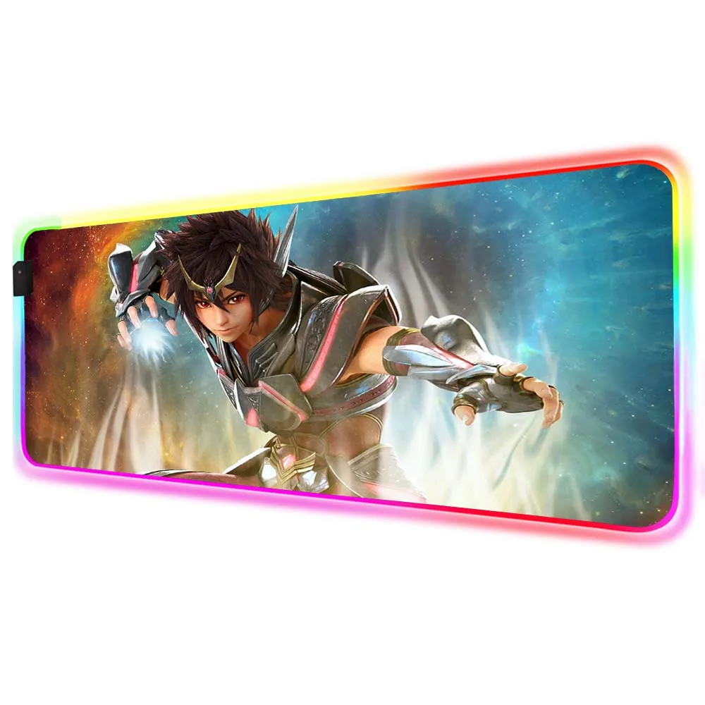 

Mairuige Anime Saint Seiya RGB Large Gaming Mouse Pad LED Belt USB Laptop Gaming Accessories Fashion Office Desk Computer Pad XL