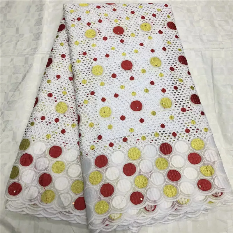 

5 yard Swiss lace fabric 2019 latest heavy beaded embroidery African cotton fabrics Swiss voile lace popular Dubai style 14L0828