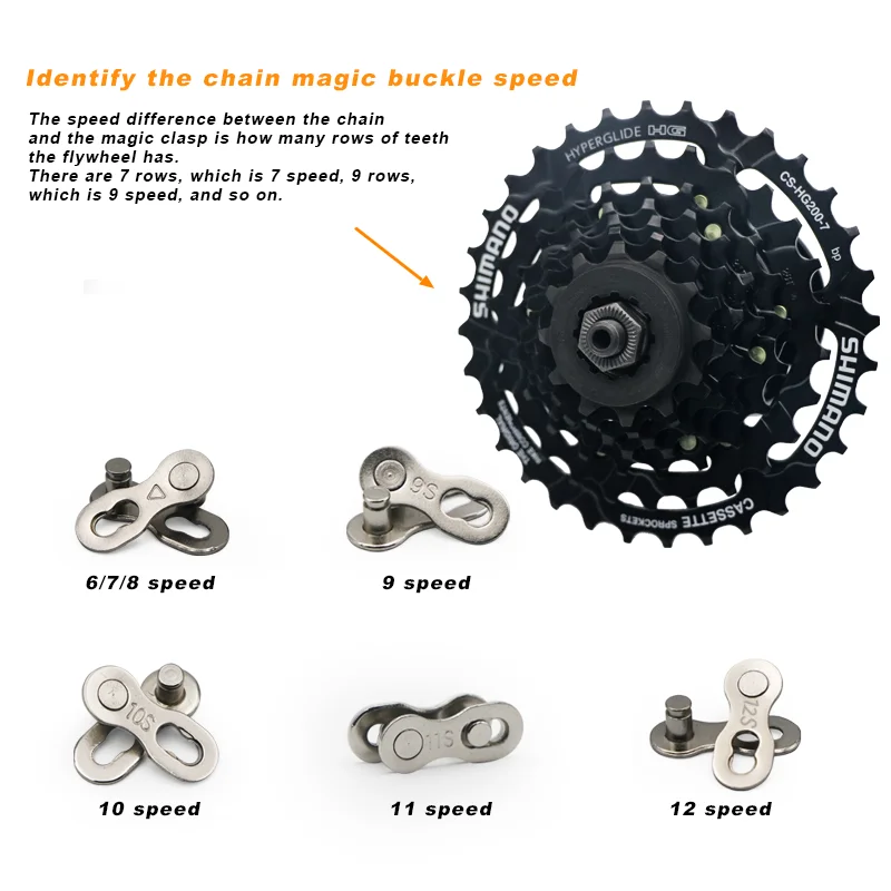 Voarge, 7 paia di collegamenti mancanti per 6, 7, 8, 9, 10 velocità, catena a cambio rapido, Master Link Magic Joint Connector (aka Title