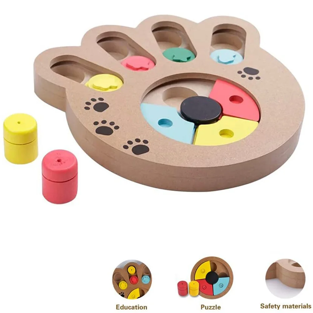 Wooden Dog Puzzle Toys Bone Paw Shape Fun Feeding Multi-functional Interactive Dogs For Pet Feeder IQ Training Educational | Дом и сад