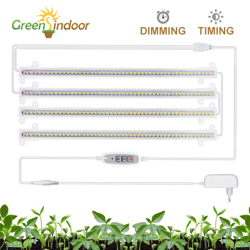 3200K Led Grow Light Full Spectrum 4pcs Grow Lamp Strip Warm White Timer Phyto Lamp For Plant Seedling Dimmable Hydroponics Kit