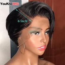 

Short Pixie Cut Wig Human Hair Brazilian Wigs For Women Straight Frontal Wig Side Part Bob Wig 13x1 Short Lace Part Wigs