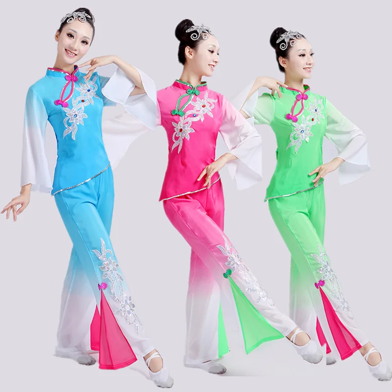 

Hanfu Yangge costume costume female fan dance folk dance performance costume traditional Chinese dance costume