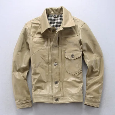 light gray AZ1905-7 почитать описание! Азиатский размер хорошая козья кожа куртка натуральная козья кожа куртка 3 цвета - Цвет: light gray
