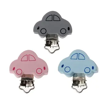 

5pcs/lot Wooden Baby Children Pacifier Holder Clip Infant Cute Car Nipple Clasps For Baby Product